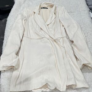 Zara Cream Satin Wrap Dress